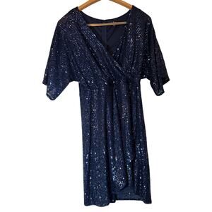 Lulus womens navy sequin short sleeve mini dress. Size M. party, vegas, holiday